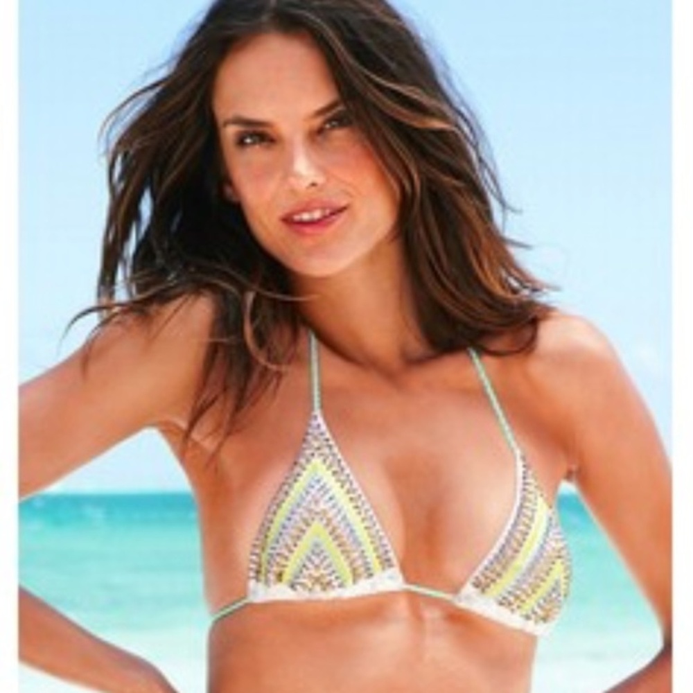 Victoria Secret Abbie Beaded Sequins Swim Top SZ S